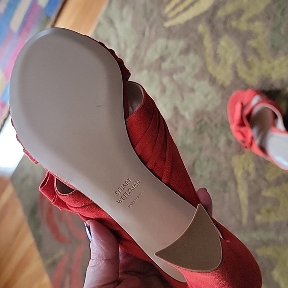 Gorgeous Orange suede slides 9M - Picture 2 of 5